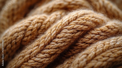 Close-up of woven tan rope highlighting texture and detail in natural fibers