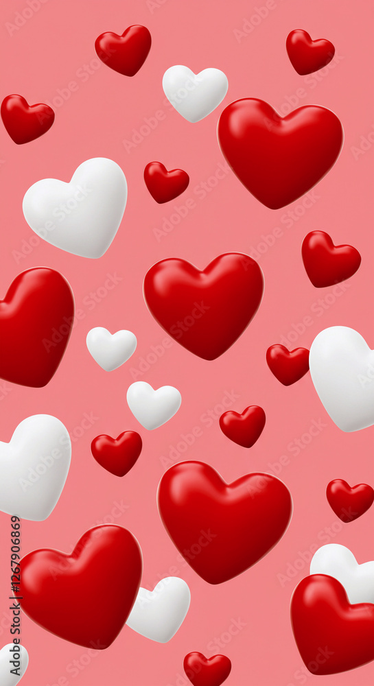 red and white hearts on a pink background, vector illustration red and white hearts on a pink background, vector illustration