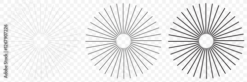 Radial circle lines. Circular radiating lines geometric design element. line burst vector illustration. Radial circle lines vector set. Circular element with radiating lines. Radial circle shape.EPS10