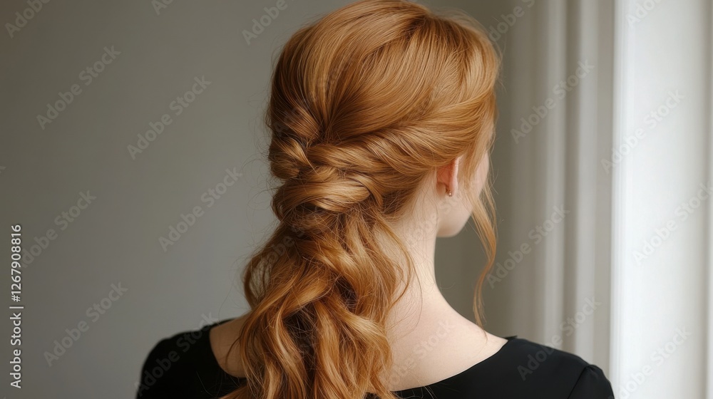 Naklejka premium Elegant Half-Up Wavy Ponytail