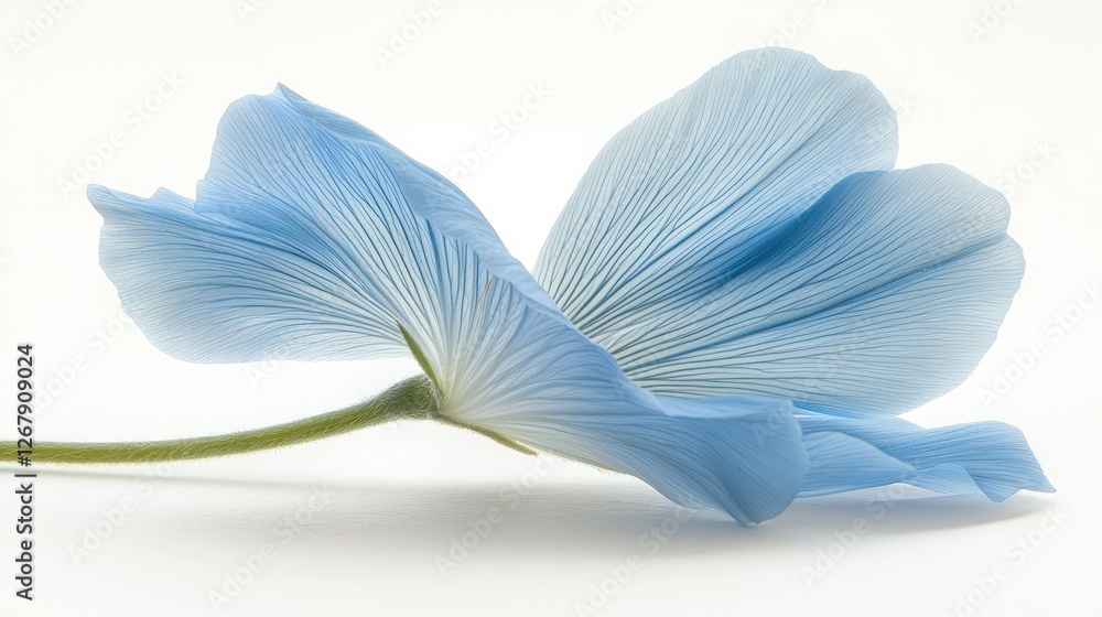 Naklejka premium Delicate light blue flower petals, studio shot, white background, artistic flower display