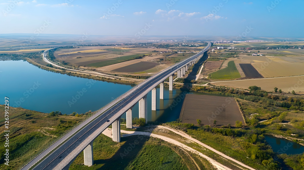 Viaduct Poiana Teiului in Romania, aerial view Viaduct Poiana Teiului in Romania, aerial view