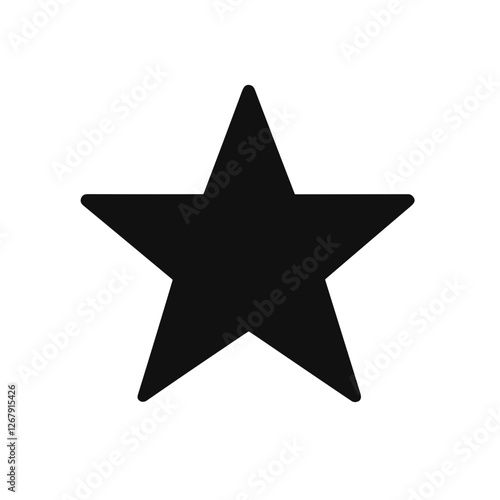 Solid black star illustration representing excellence and achievement in a bold design, icon