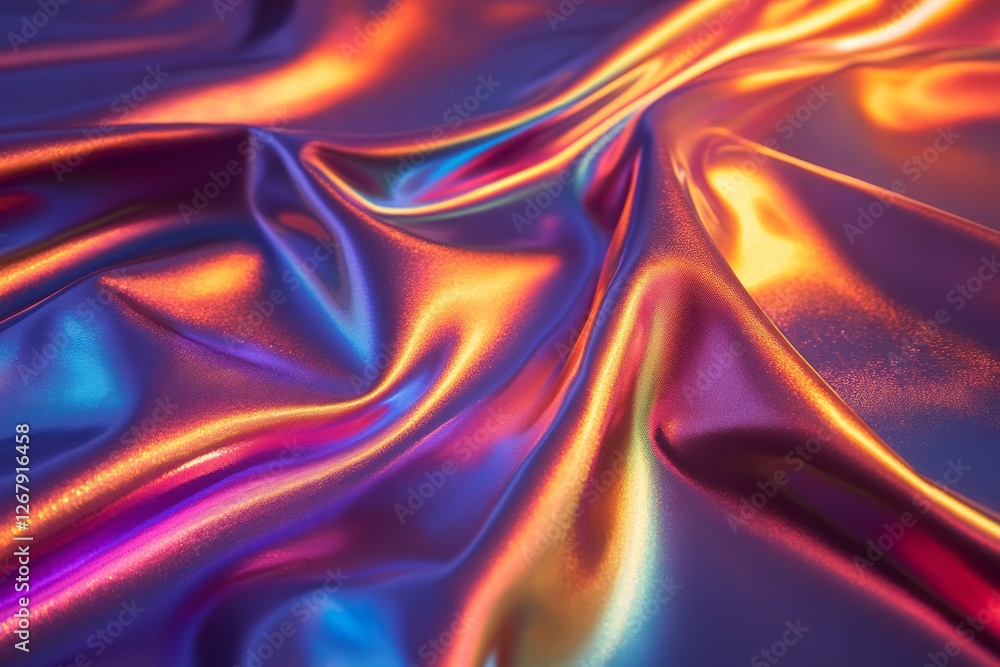Obraz premium Iridescent fabric with vibrant color shifts.
