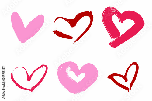 Konstfotografi Collection of 6 cute hand drawn hearts