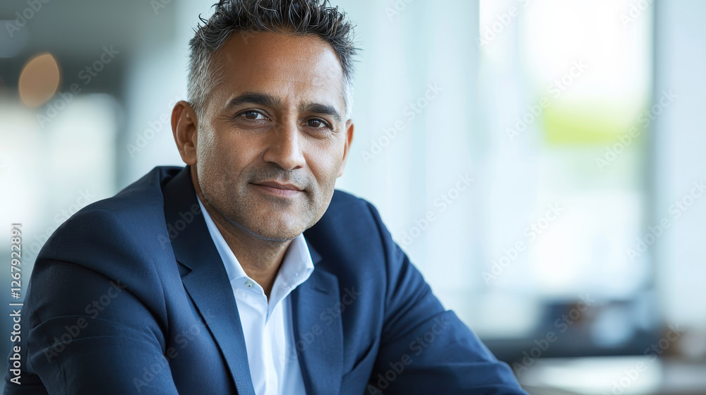 Naklejka premium Portrait of an Indian businessman, Copy space, Indian CEO
