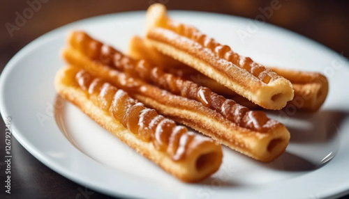 Spanish dessert - churros. Close up. 
