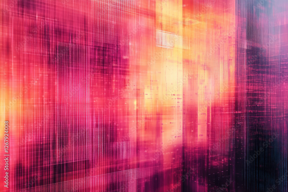Abstract digital art with pink and orange hues, resembling a futuristic cityscape or data stream. Abstract digital art with pink and orange hues, resembling a futuristic cityscape or data stream.
