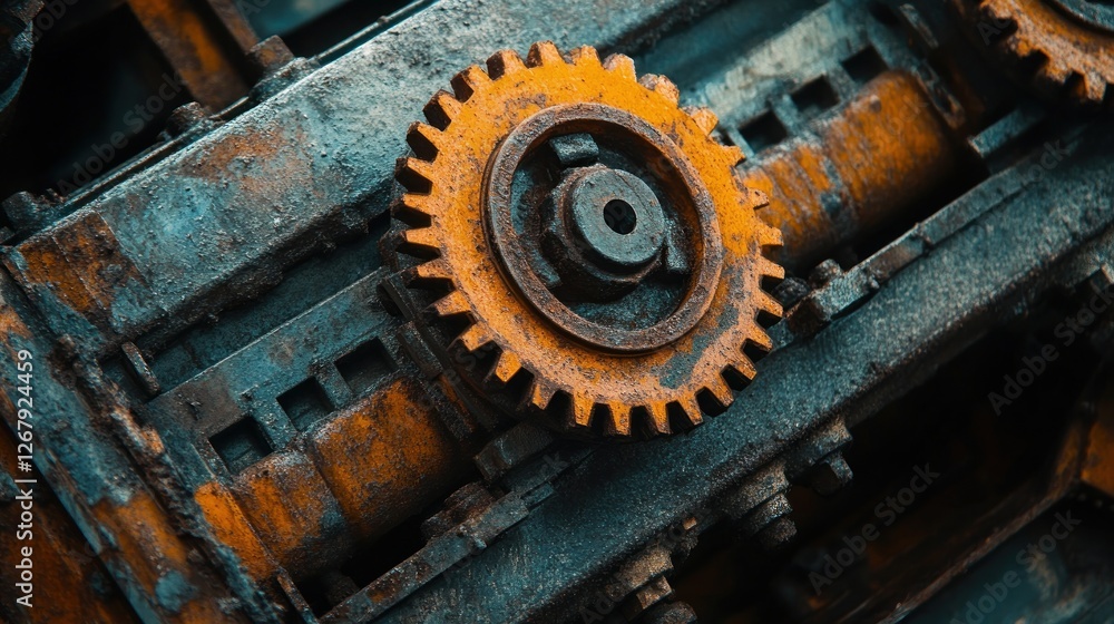 Rusty Gears: A Close-Up of Industrial Machinery Rusty Gears: A Close-Up of Industrial Machinery