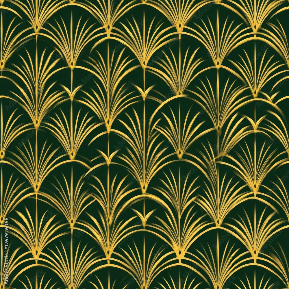 Fototapeta Seamless Pattern - Elegant gold and green Art Deco pattern