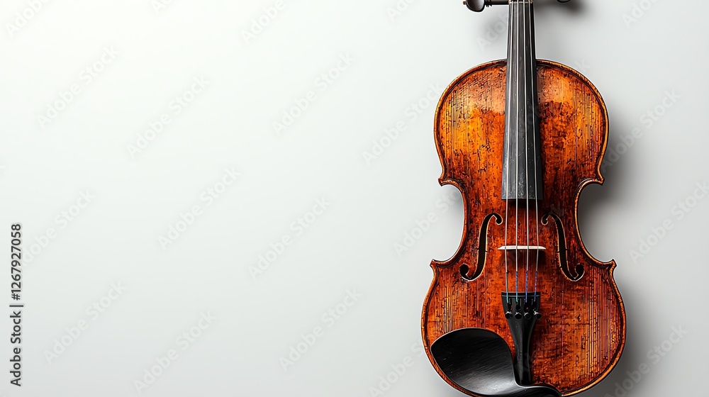 An elegant wooden violin on a simple background. An elegant wooden violin on a simple background.