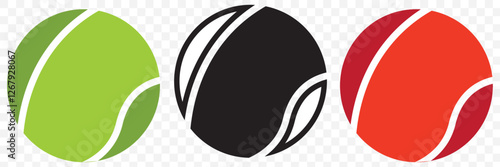 Tennis ball icon set vector graphics illustration isolated on transparent background. Eps 10.