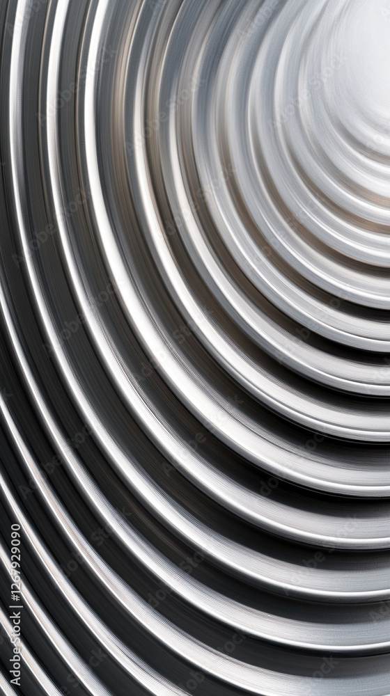 Obraz premium Circular reflections - abstract metallic surface pattern for contemporary design