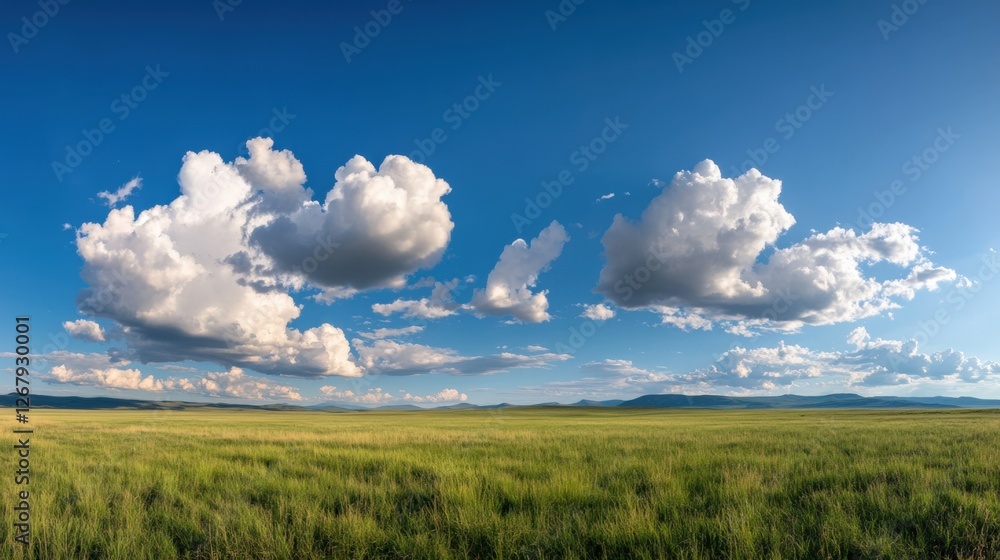 Obraz premium wide Open prairie Landscape under a Cloudy Sky