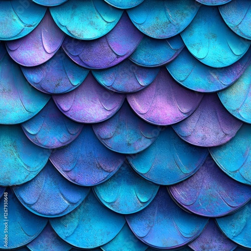 Wallpaper Mural Seamless Pattern - Blue and purple iridescent scale pattern Torontodigital.ca