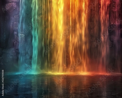 Wallpaper Mural Vibrant rainbow waterfall cascading in mystical setting Torontodigital.ca