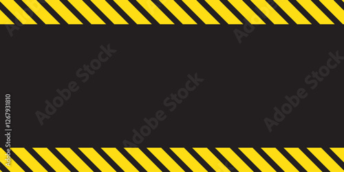 Police road sign. Warning barrier tapes for danger places. Do not cross yellow black tape. Set of caution crime scene bands. Seamless striped boundary lines. Vector illustration. EPS 10.