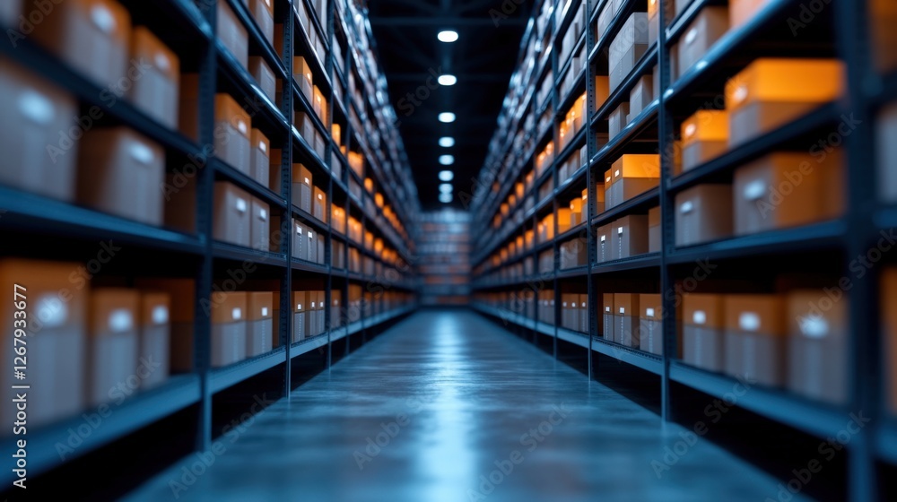 Warehouse Storage With Shelves Full of Boxes Warehouse Storage With Shelves Full of Boxes