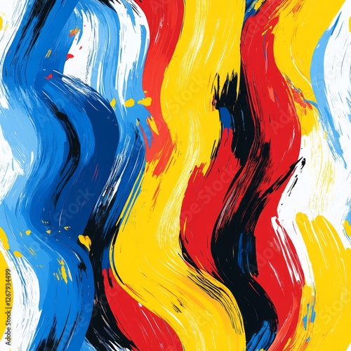 Wallpaper Mural Abstract flowing paint strokes in primary colors create a dynamic visual texture. Torontodigital.ca