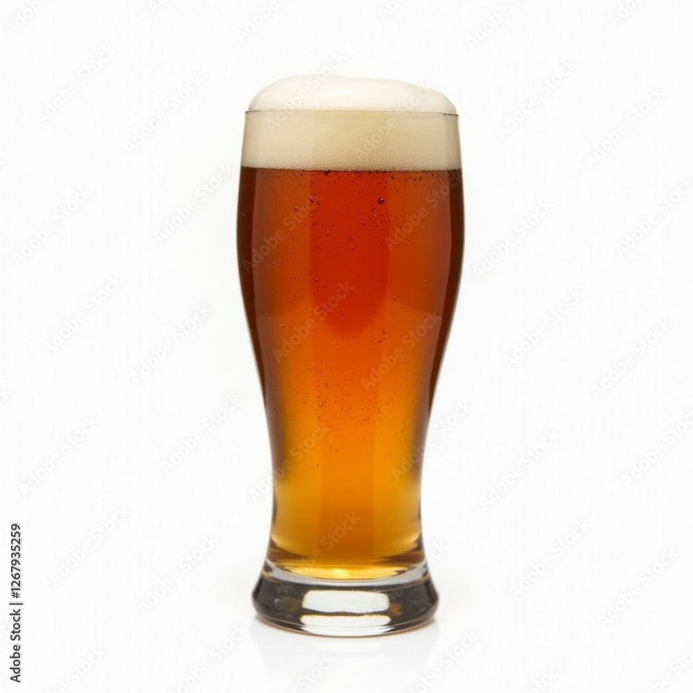 Glass of Root Beer with a Foamy Top on White Background Glass of Root Beer with a Foamy Top on White Background