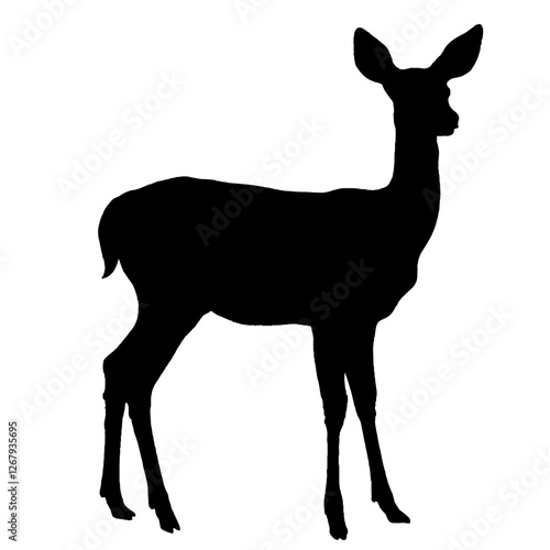 Silhouette of a Deer – Elegant Profile with Long Legs and Large Ears, Symbolizing Grace, Wild Nature, and Freedom, Minimalist Representation of Forest Wildlife

