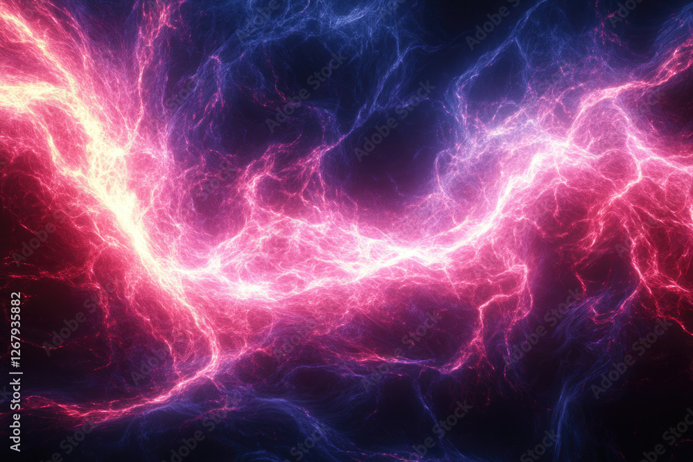 Abstract image of pink and blue lightning, resembling an electric storm or energy flow. Abstract image of pink and blue lightning, resembling an electric storm or energy flow.