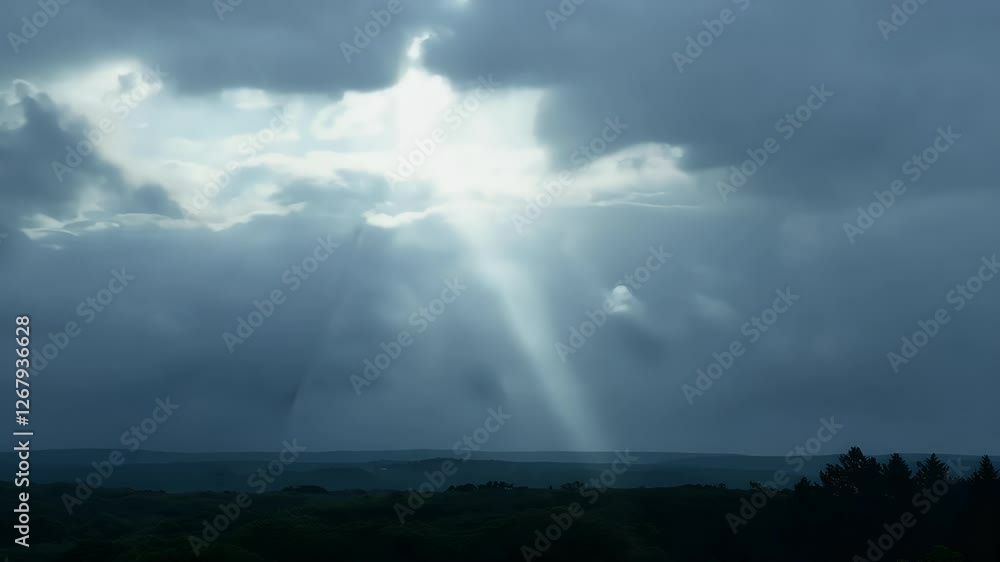 Atmospheric HD video showcasing dramatic storm clouds pierced radiant sunbeams capturing dynamic contrast light darkness moody ather filled sky Atmospheric HD video showcasing dramatic storm clouds pierced radiant sunbeams capturing dynamic contrast light darkness moody ather filled sky