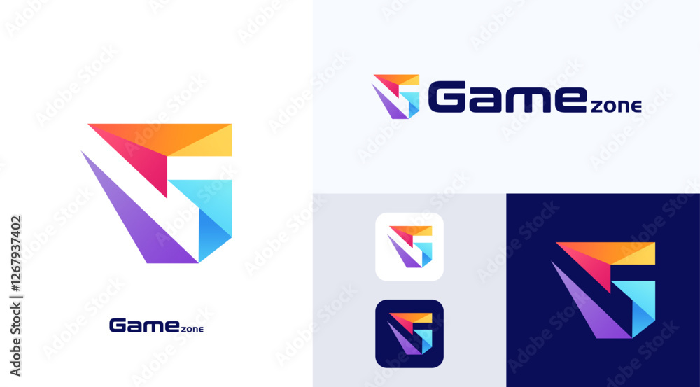 Letter G geometric colorful gradient logo, Simple modern logo for technology or identity business, creative agency, architecture design studio, startup looking bold brand identity, initial VG GV logo Letter G geometric colorful gradient logo, Simple modern logo for technology or identity business, creative agency, architecture design studio, startup looking bold brand identity, initial VG GV logo