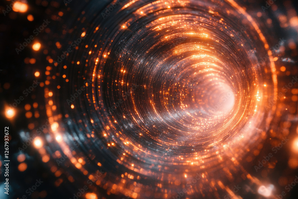 A swirling vortex of orange light, creating an illusion of a tunnel through space and time. A swirling vortex of orange light, creating an illusion of a tunnel through space and time.