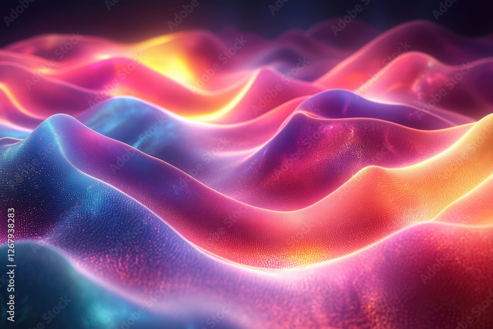 Abstract vibrant waves of color, glowing with a soft, dreamy light, creating a mesmerizing visual experience. Abstract vibrant waves of color, glowing with a soft, dreamy light, creating a mesmerizing visual experience.