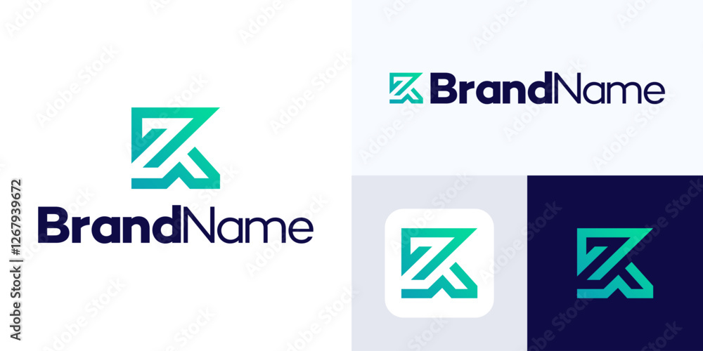 Letter K or Z monogram Logo design, Initial ZK logo vector illustration, usable for business and branding Logos. Flat vector logo design template element, modern sign symbol. Letter K or Z monogram Logo design, Initial ZK logo vector illustration, usable for business and branding Logos. Flat vector logo design template element, modern sign symbol.