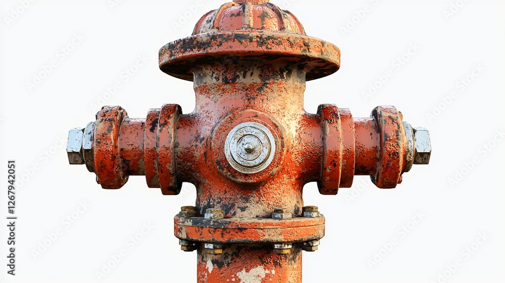 Rusty fire hydrant, urban street, safety, isolated background, emergency Rusty fire hydrant, urban street, safety, isolated background, emergency