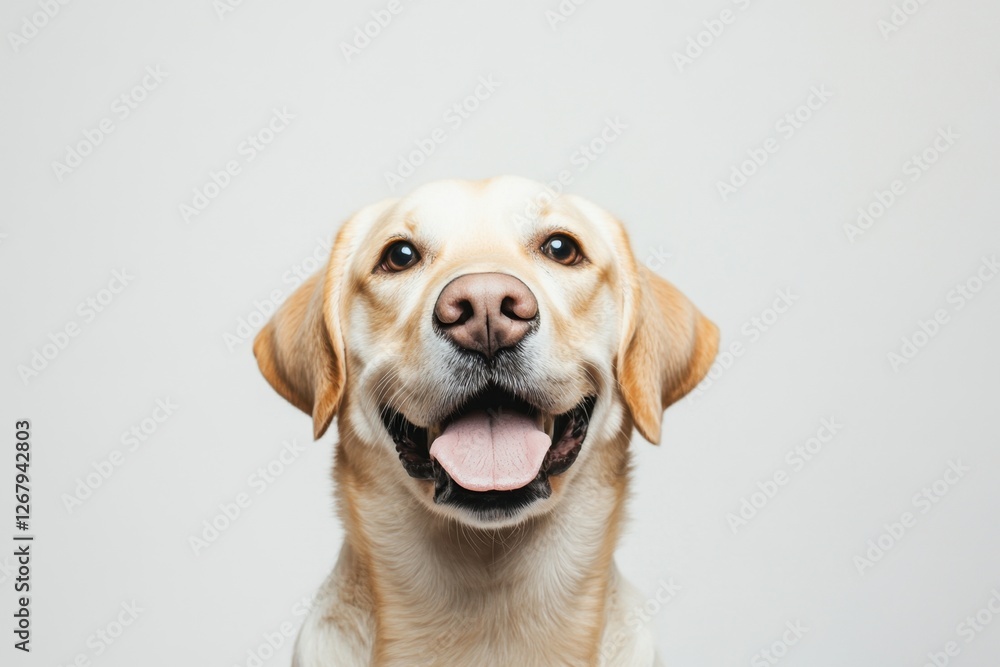 A funny and cheerful dog of white and orange color on a white background. Care concept, animal life, health, exhibition. Insulated A funny and cheerful dog of white and orange color on a white background. Care concept, animal life, health, exhibition. Insulated