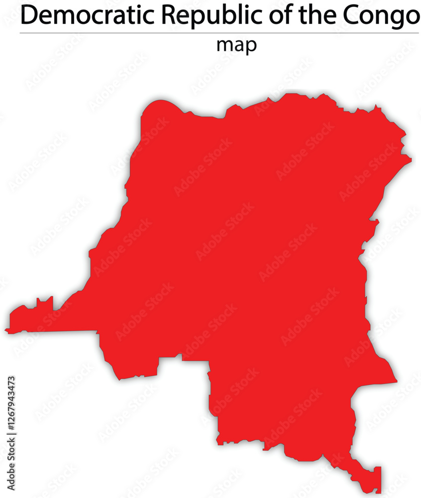 Naklejka premium Democratic Republic of the Congo map in red colour with trasparent background