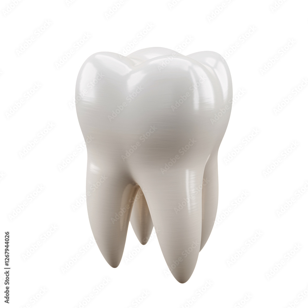 A highly detailed, 3D rendered image of a single healthy tooth A highly detailed, 3D rendered image of a single healthy tooth