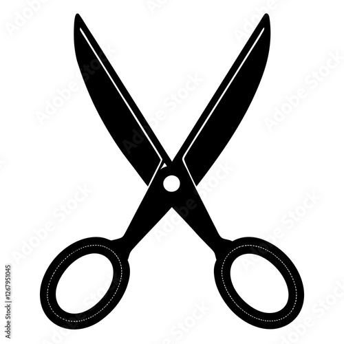 scissor black silhouette vector, Simple silhouette Design vector icon with white background. 