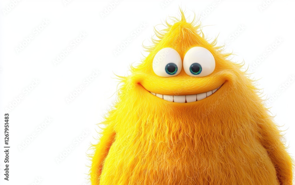 Fototapeta premium , good and happy furry bright monster isolated on white background