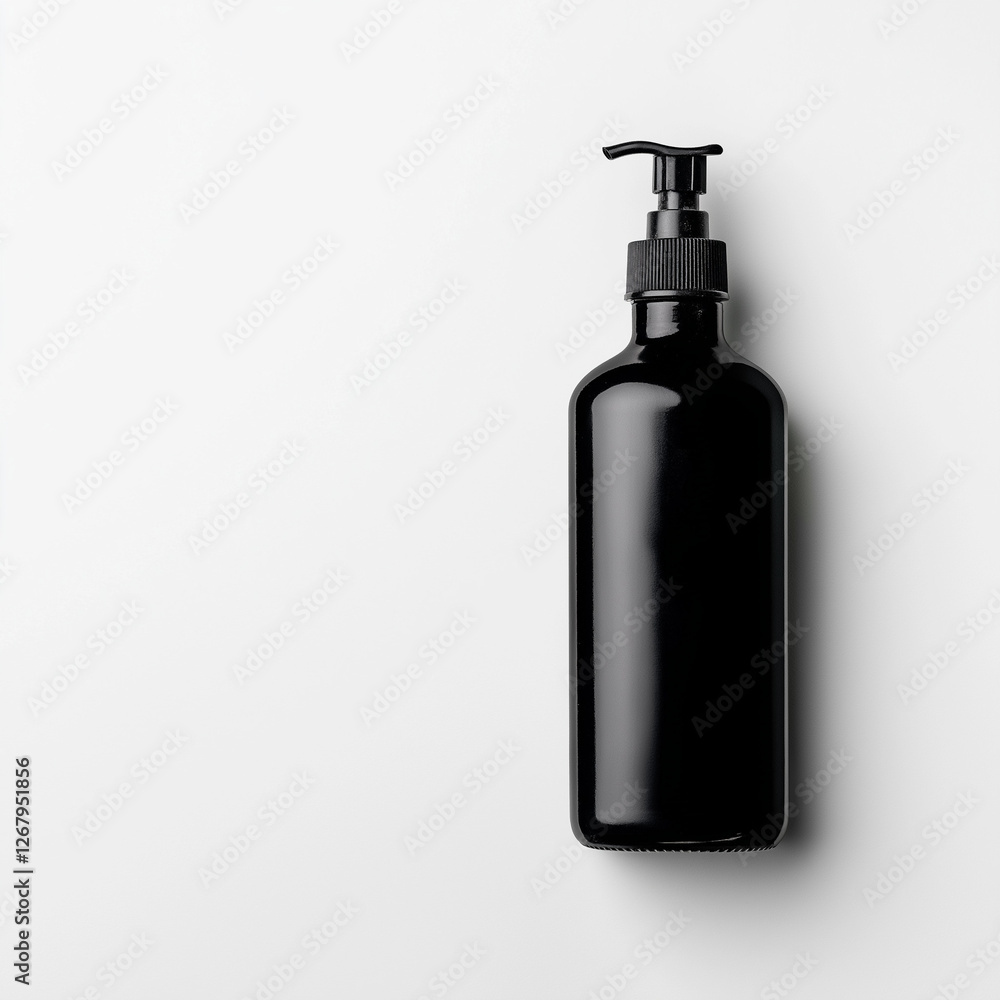 Minimalist Black Pump Bottle on White Background - AI Generated Image Minimalist Black Pump Bottle on White Background - AI Generated Image