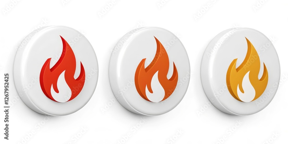 3D Flame Icons Set Isolated on White Background,fire,icon 3D Flame Icons Set Isolated on White Background,fire,icon