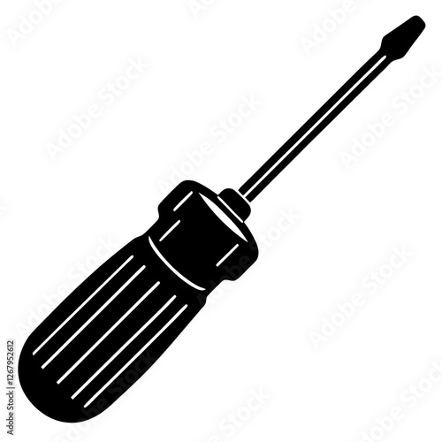 screwdriver black silhouette vector, Simple silhouette Design vector icon with white background.