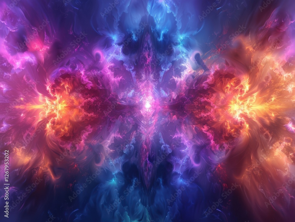Fototapeta premium Vibrant cosmic explosion in abstract digital artwork