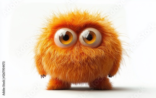 , good and happe furry bright monster isolated on white background
