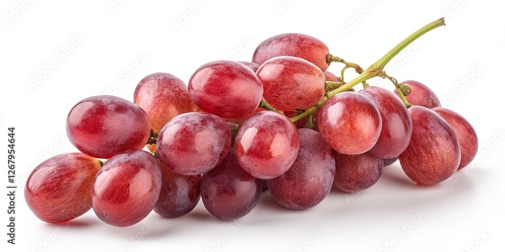 Obraz premium Red Grape Bunch Isolated on White Background, Fruit, Food