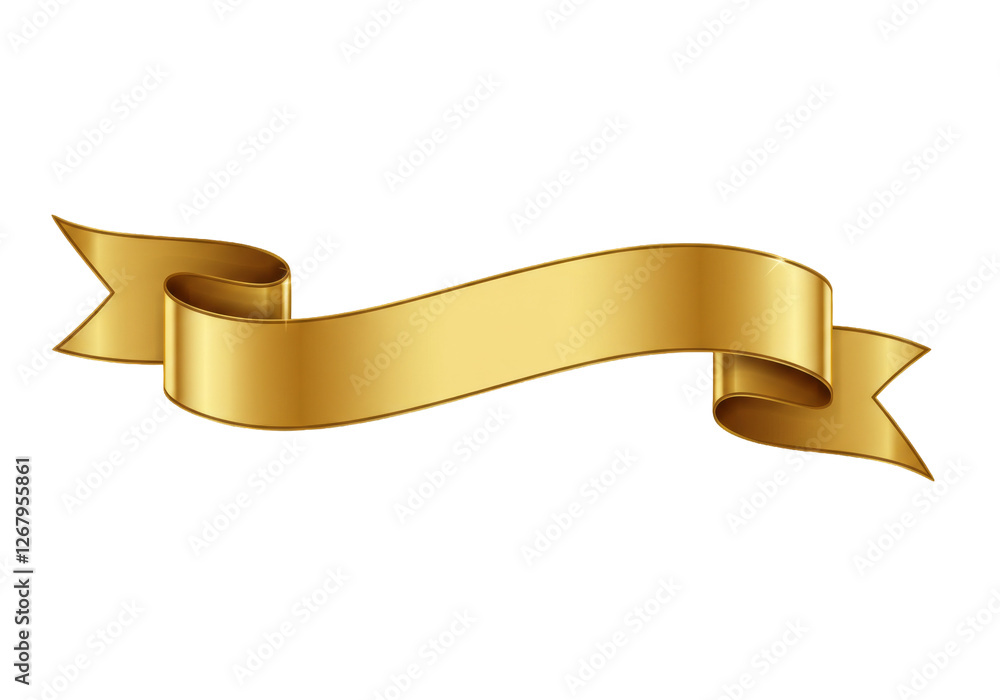 Elegant Golden Ribbon Banner with 3D Effect Elegant Golden Ribbon Banner with 3D Effect