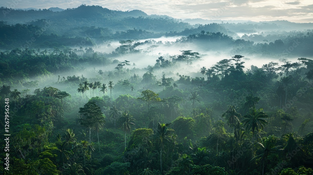 National Geographic A vast, untouched rainforest shrouded in early morning mist. National Geographic A vast, untouched rainforest shrouded in early morning mist.