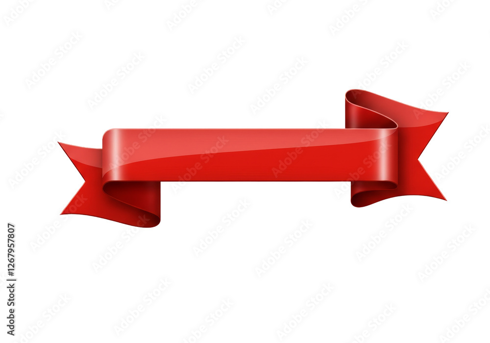 Red 3D Ribbon Banner with Elegant Curved Design Red 3D Ribbon Banner with Elegant Curved Design