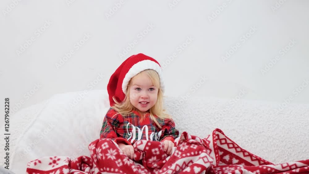 A cute little girl with bows at home, decorated for Christmas and New Year. The concept of decorating a Christmas tree and celebrating holidays with family. Samara, Russia - 1 Jan 2025 A cute little girl with bows at home, decorated for Christmas and New Year. The concept of decorating a Christmas tree and celebrating holidays with family. Samara, Russia - 1 Jan 2025