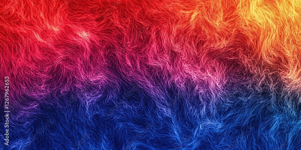Obraz premium A vibrant gradient of red, orange, and blue hues creating an abstract fur texture pattern