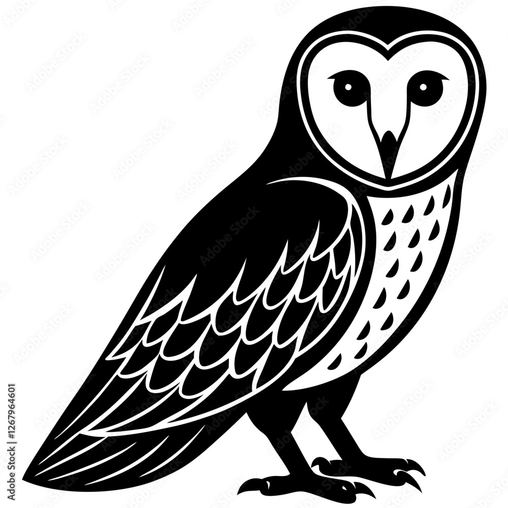 barn owl bird black silhouette vector, Simple silhouette Design vector icon with white background. Wild Animal Vector. Bird Vector barn owl bird black silhouette vector, Simple silhouette Design vector icon with white background. Wild Animal Vector. Bird Vector