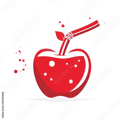 Red apple drink illustration, fruit juice, refreshment, healthy snack, graphic design photo